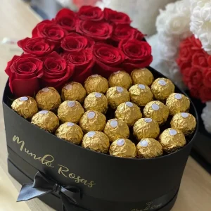 Caja con rosas y chocolate - Sweet Heart Grande