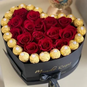 Caja Corazón Rosas y Chocolates - Heart Love