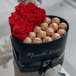 Caja con rosas y chocolate – Sweet Heart Pequeño
