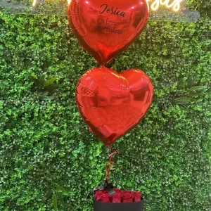 Caja con rosas Rose Box mas Globos